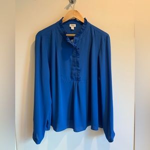 J. Crew Factory Long Sleeve Blouse with Fabric Buttons